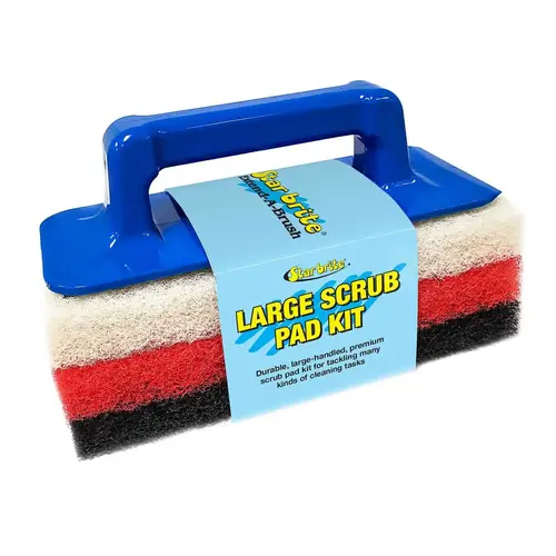 Large Multi-Texture Scrub Pad Kit with Interchangeable Handle, Includes Fine, Medium, Coarse 10" x 4.5" Pads Large Multi-Texture Scrub Pad Kit with Interchangeable Handle, Includes Fine, Medium, Coarse 10" x 4.5" Pads