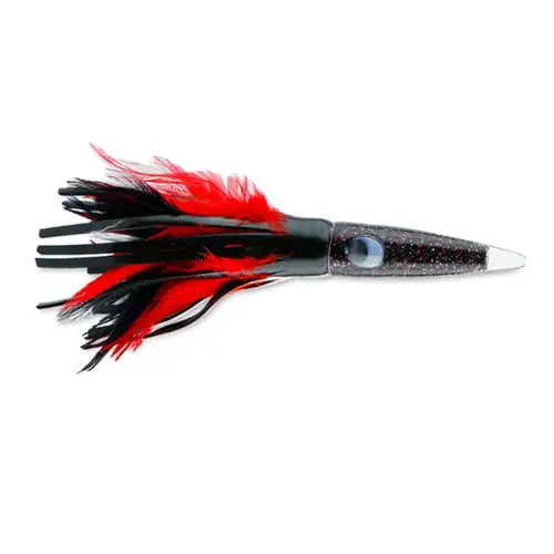 9" C&H, Wahoo Whacker Feather Lure, Black Foil/Red Feather Skirt 9" C&H, Wahoo Whacker Feather Lure, Black Foil/Red Feather Skirt