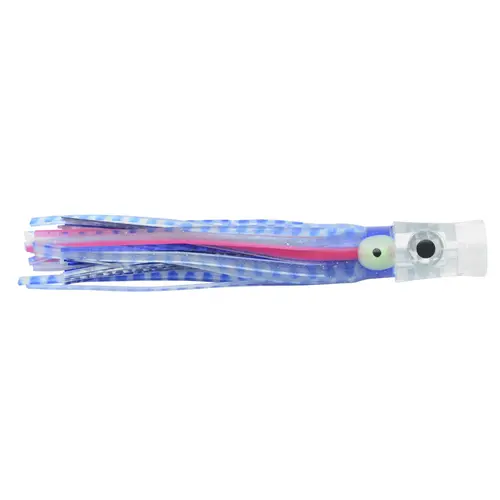 Stubby Bubbler Lures Silver/Blue Mylar Skirt Stubby Bubbler Lures Silver/Blue Mylar Skirt