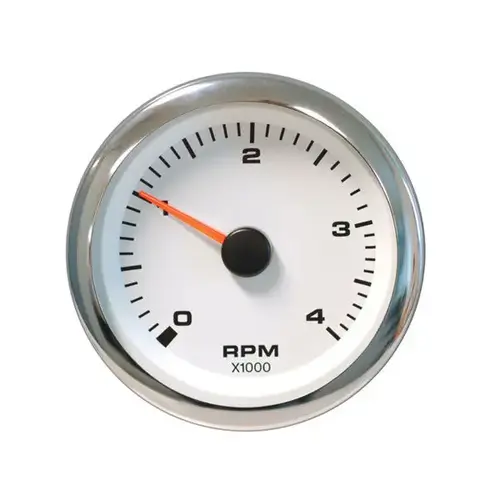 White Premier Pro Series Tachometer, 4000 rpm, Diesel Alternator White Premier Pro Series Tachometer, 4000 rpm, Diesel Alternator