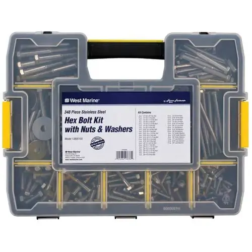 Stainless Steel Hex Bolt Kit, 348-Pack Stainless Steel Hex Bolt Kit, 348-Pack
