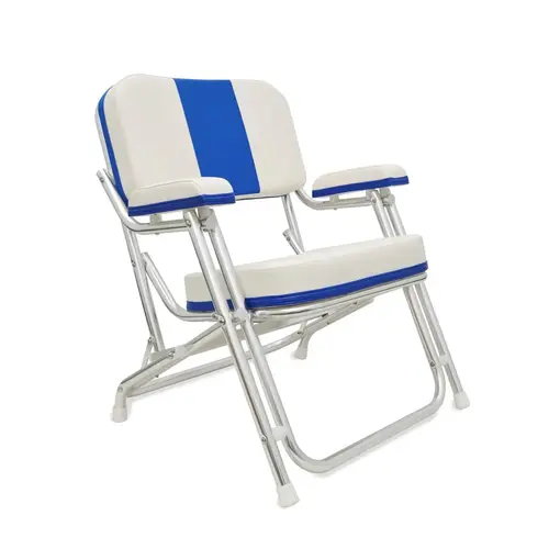 Kingfish II Deck Chair, Blue Back, Clear Anodized Aluminum Frame Kingfish II Deck Chair, Blue Back, Clear Anodized Aluminum Frame