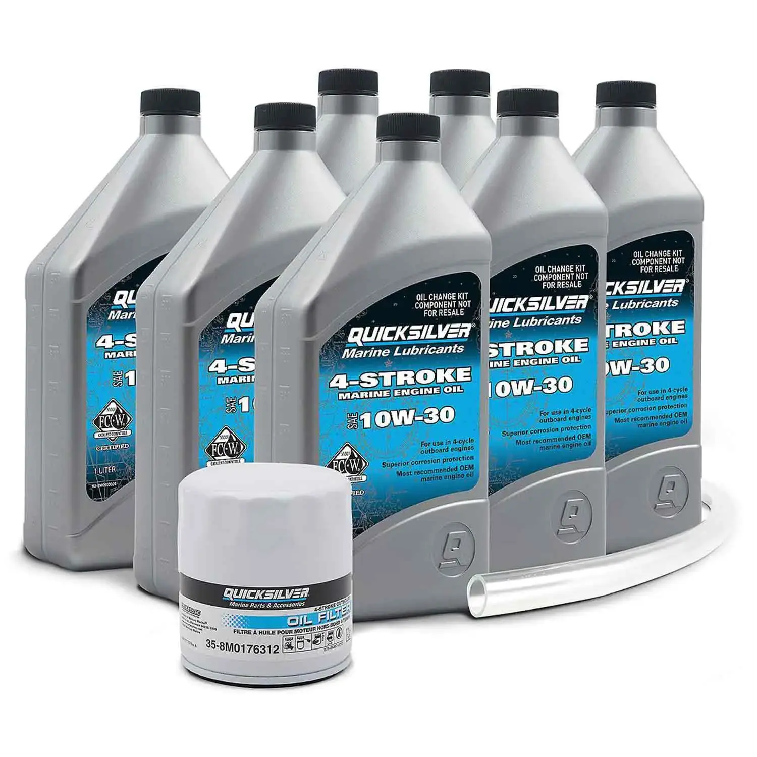 Quicksilver 10W-30 Oil Change Kit for 175hp through 300hp 4-stroke Mercury V6 and V8 Outboards 8M0169548