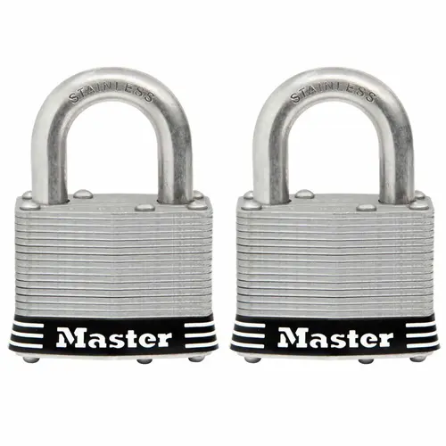 2 Inch (51mm) Wide Laminated Stainless Steel Pin Tumbler Padlock, 2 Pack 2 Inch (51mm) Wide Laminated Stainless Steel Pin Tumbler Padlock, 2 Pack