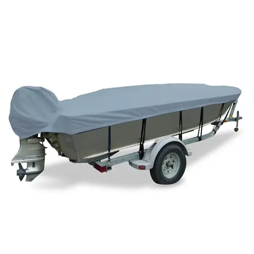 Styled-to-Fit Boat Cover for Narrow V-Hull Fishing Boats O/B Mist Gray Styled-to-Fit Boat Cover for Narrow V-Hull Fishing Boats O/B Mist Gray