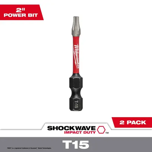 SHOCKWAVE 2" T15 Impact Bit, 2 Pack SHOCKWAVE 2" T15 Impact Bit, 2 Pack