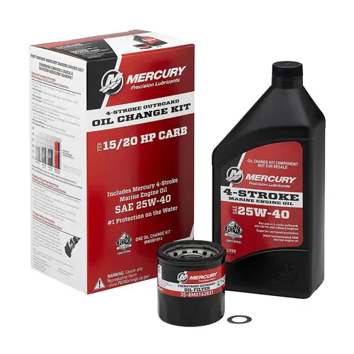 Mercury 8M0081914 SAE 25W-40 4-Stroke Outboard Oil Change Kit for Mercury 15/20hp Carbureted Outboards Mercury 8M0081914 SAE 25W-40 4-Stroke Outboard Oil Change Kit for Mercury 15/20hp Carbureted Outboards