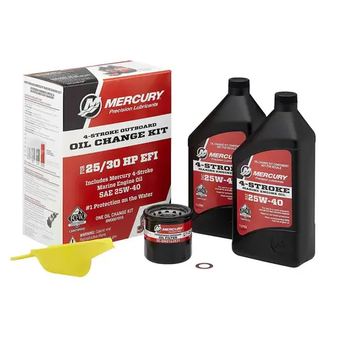 Mercury 8M0081915 SAE 25W-40 4-Stroke Outboard Oil Change Kit for Mercury 25/30hp EFI Outboards Mercury 8M0081915 SAE 25W-40 4-Stroke Outboard Oil Change Kit for Mercury 25/30hp EFI Outboards