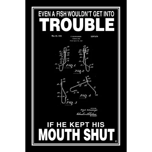 If Fish Kept His Mouth Shut Poster, Black If Fish Kept His Mouth Shut Poster, Black