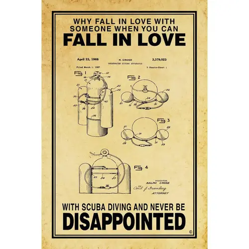 Fall in Love with Scuba Poster Parchment Fall in Love with Scuba Poster Parchment
