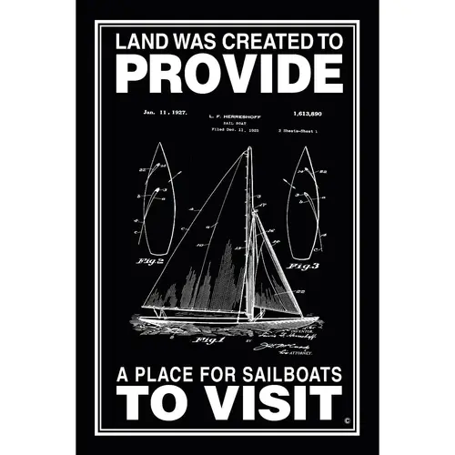 A Place for Sailboats to Visit Poster, Black A Place for Sailboats to Visit Poster, Black