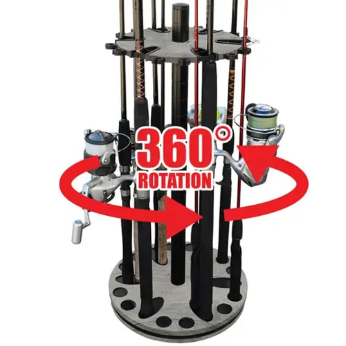 Barn Wood 24 Round Spinning Rod Rack - Steel Post Barn Wood 24 Round Spinning Rod Rack - Steel Post