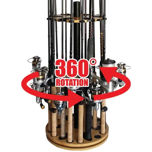 24 Fishing Rod Spinning Round Storage Rack - Steel Post 24 Fishing Rod Spinning Round Storage Rack - Steel Post