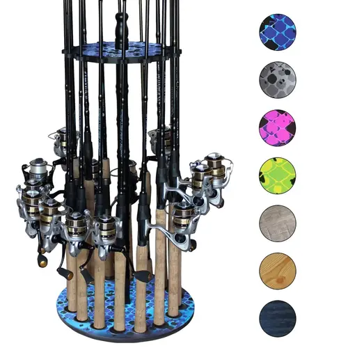 Deep Blue 16 Round Rod Rack - Wood Post Deep Blue 16 Round Rod Rack - Wood Post