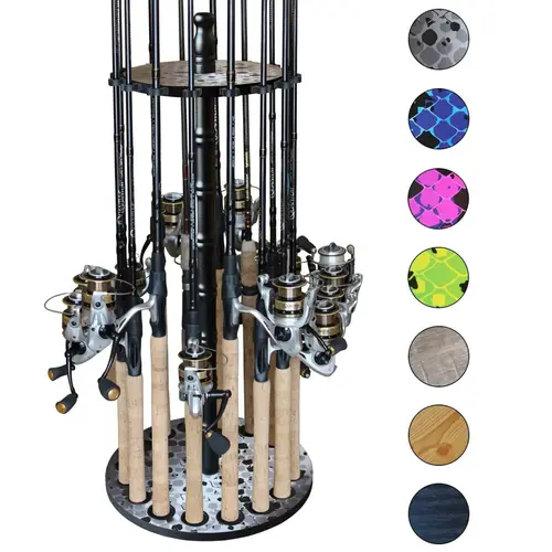Gray/White 16 Round Rod Rack - Wood Post Gray/White 16 Round Rod Rack - Wood Post