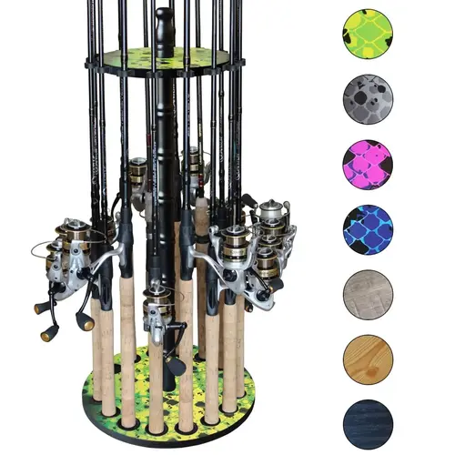 Green/Yellow 16 Round Rod Rack - Wood Post Green/Yellow 16 Round Rod Rack - Wood Post