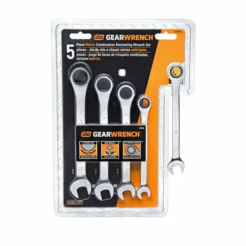5 Piece 72-Tooth 12 Point Ratcheting Combination Metric Wrench Set 5 Piece 72-Tooth 12 Point Ratcheting Combination Metric Wrench Set