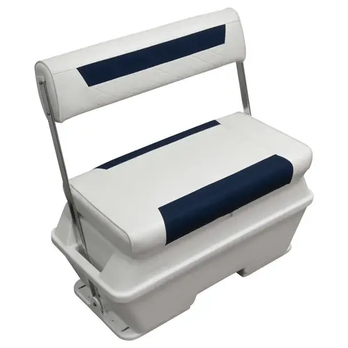 Wise DLX156-1904 DLX Pontoon Series 70 Quart Swingback Cooler Seat - White / Mariner Blue Wise DLX156-1904 DLX Pontoon Series 70 Quart Swingback Cooler Seat - White / Mariner Blue