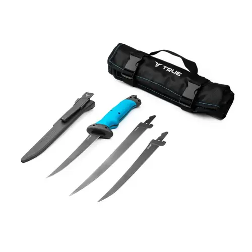 TRUE Swift 3 Blade Fish Fillet Knife Kit with TPR Handle, Sheath & Storage Wrap TRUE Swift 3 Blade Fish Fillet Knife Kit with TPR Handle, Sheath & Storage Wrap