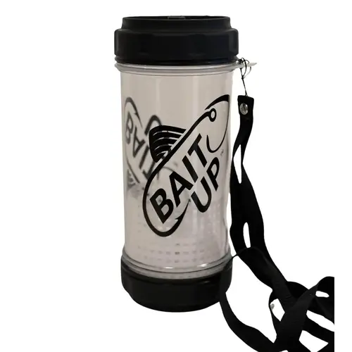 Bait Up Live Bait Container for Fishing, Dual-Lid Design and Floating Basket Technology, 35oz Clear Bait Up Live Bait Container for Fishing, Dual-Lid Design and Floating Basket Technology, 35oz Clear