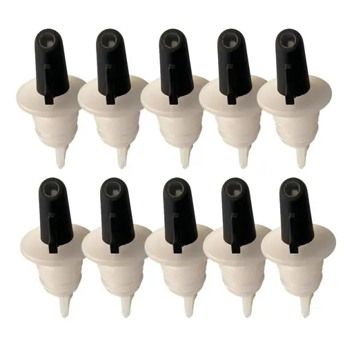 Pouro Liquor and Spirits Bottle Pourer Twist to Open and Pour, Twist to Close and Store, 10-Pack, Black Pouro Liquor and Spirits Bottle Pourer Twist to Open and Pour, Twist to Close and Store, 10-Pack, Black