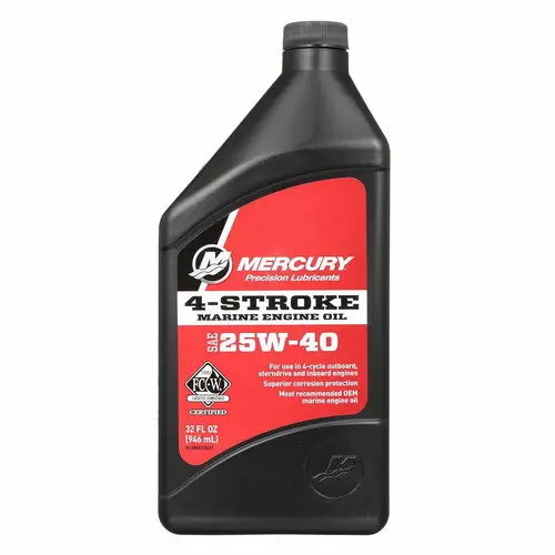 Mercury 25W-40 4-Stroke Marine Engine Oil, 1 Quart Mercury 25W-40 4-Stroke Marine Engine Oil, 1 Quart
