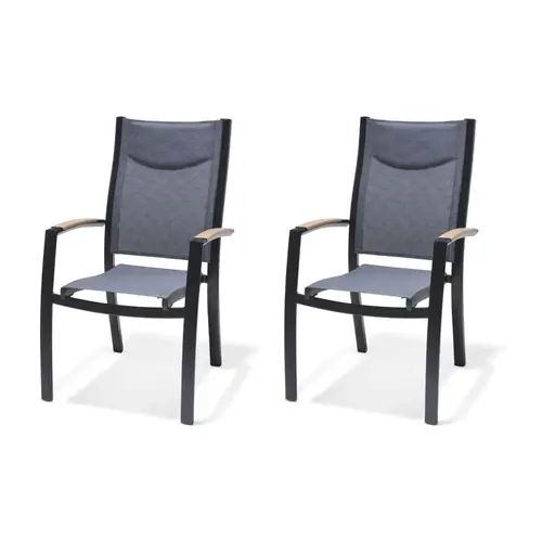 Amazonia 2-Piece Aluminum Stackable Chair Set Dark Grey Amazonia 2-Piece Aluminum Stackable Chair Set Dark Grey