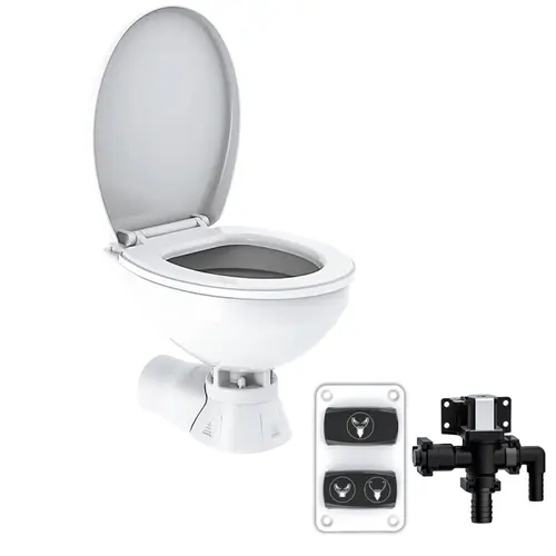 COMMODORE CM3RMT Quiet Flush Electric Marine Toilet Boating Head Fresh Water, 24V, with Solenoid Valve COMMODORE CM3RMT Quiet Flush Electric Marine Toilet Boating Head Fresh Water, 24V, with Solenoid Valve