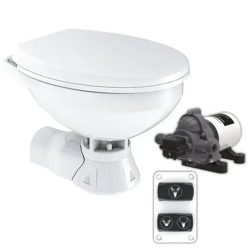 COMMODORE CM4RMT Quiet Flush Electric Marine Toilet Boating Head Raw Water, 12V, with COMMODORE Rinse Pump COMMODORE CM4RMT Quiet Flush Electric Marine Toilet Boating Head Raw Water, 12V, with COMMODORE Rinse Pump