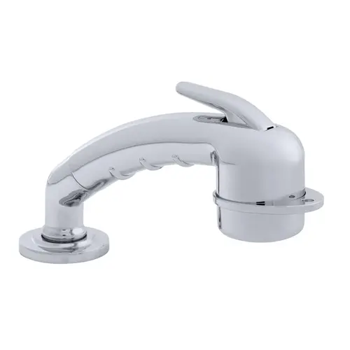 Deck-Mount Sprayer Small Chrome Sprayer w/Elbow, 10 ft White Rubber Hose, Low Profile Holder Deck-Mount Sprayer Small Chrome Sprayer w/Elbow, 10 ft White Rubber Hose, Low Profile Holder