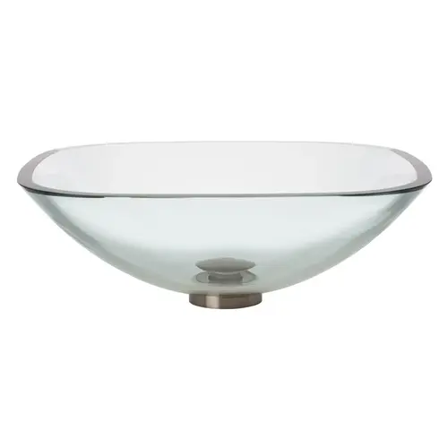 Rectangle Vessel Smooth Glass, 16 1/2" Square, 1-3/4" Drain Clear Rectangle Vessel Smooth Glass, 16 1/2" Square, 1-3/4" Drain Clear