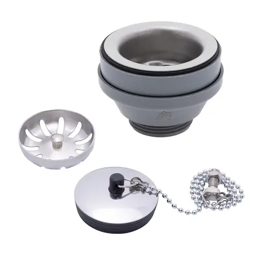 2" Drain, Straight Drain, Low Profile, 1-1/4"-M Thread, w/Strainer, w/Chain Stopper Ultra-Mirror Finish 2" Drain, Straight Drain, Low Profile, 1-1/4"-M Thread, w/Strainer, w/Chain Stopper Ultra-Mirror Finish