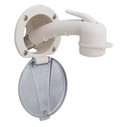 Recessed Shower Warm White Cup with Stainless Steel Lid, Small Warm White Sprayer, 10 ft White Rubber Hose Recessed Shower Warm White Cup with Stainless Steel Lid, Small Warm White Sprayer, 10 ft White Rubber Hose