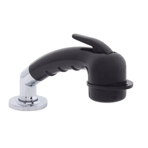 Deck-Mount Sprayer Small Black Sprayer w/Elbow, 6 ft Stainless Steel Hose, Low Profile Holder Deck-Mount Sprayer Small Black Sprayer w/Elbow, 6 ft Stainless Steel Hose, Low Profile Holder