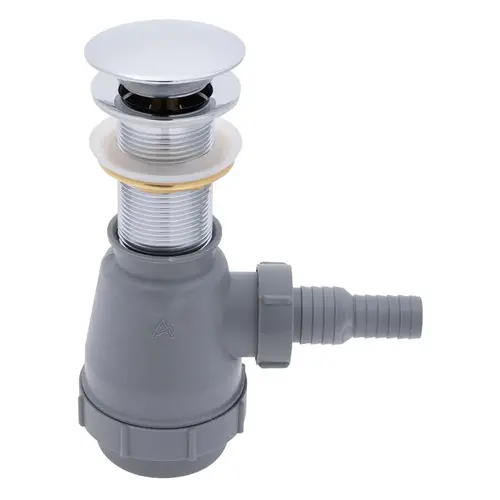 1-3/4" Drain, Touch Trap Sink Drain with Cover no Overflow, 3/4" & 1" Hose Barb Chrome 1-3/4" Drain, Touch Trap Sink Drain with Cover no Overflow, 3/4" & 1" Hose Barb Chrome