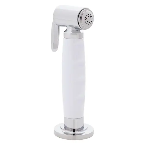 Deck-Mount Sprayer Hammer-Head Arctic White Sprayer, 10 ft White Rubber Hose, Low Profile Holder Deck-Mount Sprayer Hammer-Head Arctic White Sprayer, 10 ft White Rubber Hose, Low Profile Holder