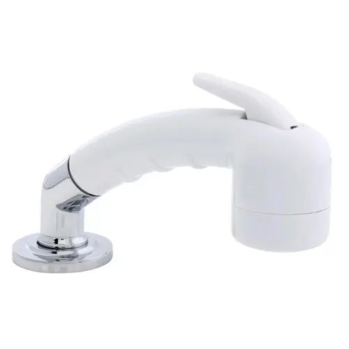 Deck-Mount Sprayer Small Arctic White Sprayer No Hook w/Elbow, 10 ft White Rubber Hose, Low Profile Holder Deck-Mount Sprayer Small Arctic White Sprayer No Hook w/Elbow, 10 ft White Rubber Hose, Low Profile Holder