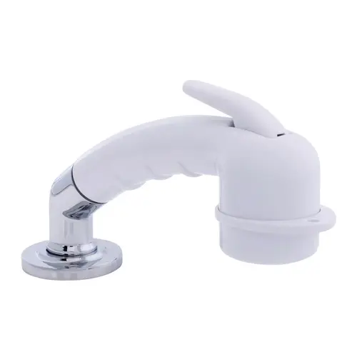 Deck-Mount Sprayer Small Arctic White Sprayer w/Elbow, 6 ft White Rubber Hose, Ultra-Low Profile Holder Deck-Mount Sprayer Small Arctic White Sprayer w/Elbow, 6 ft White Rubber Hose, Ultra-Low Profile Holder