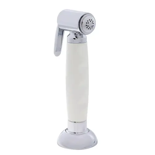 Deck-Mount Sprayer Hammer-Head Warm White Sprayer, 6 ft Stainless Steel Hose, Elite Holder Deck-Mount Sprayer Hammer-Head Warm White Sprayer, 6 ft Stainless Steel Hose, Elite Holder