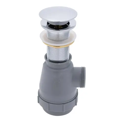 1-3/4" Drain, Touch Trap Sink Drain with Cover no Overflow, 1-1/4"-M Thread Chrome 1-3/4" Drain, Touch Trap Sink Drain with Cover no Overflow, 1-1/4"-M Thread Chrome