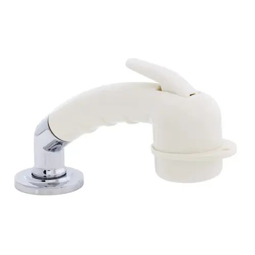 Deck-Mount Sprayer Small Warm White Sprayer w/Elbow, 6 ft White Rubber Hose, Ultra-Low Profile Holder Deck-Mount Sprayer Small Warm White Sprayer w/Elbow, 6 ft White Rubber Hose, Ultra-Low Profile Holder