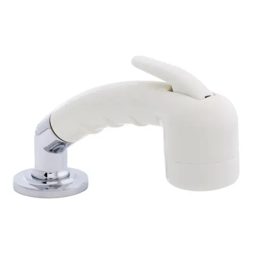Deck-Mount Sprayer Small Warm White Sprayer No Hook w/Elbow, 10 ft White Rubber Hose, Low Profile Holder Deck-Mount Sprayer Small Warm White Sprayer No Hook w/Elbow, 10 ft White Rubber Hose, Low Profile Holder