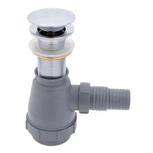 1-3/4" Drain, Touch Trap Sink Drain with Cover no Overflow, 1-1/4" & 1-1/2" Hose Barb Chrome 1-3/4" Drain, Touch Trap Sink Drain with Cover no Overflow, 1-1/4" & 1-1/2" Hose Barb Chrome