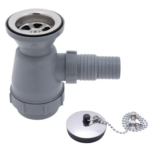 2" Drain, Trap Sink Drain, 1-1/4" & 1-1/2" Hose Barb, w/Chain Stopper Ultra-Mirror Finish 2" Drain, Trap Sink Drain, 1-1/4" & 1-1/2" Hose Barb, w/Chain Stopper Ultra-Mirror Finish