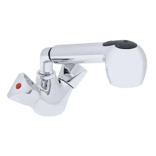 Trinidad Head/Shower Combo Faucet Pull-Out Kitchen Sprayer, 6 ft White Rubber Hose Chrome/White Trinidad Head/Shower Combo Faucet Pull-Out Kitchen Sprayer, 6 ft White Rubber Hose Chrome/White