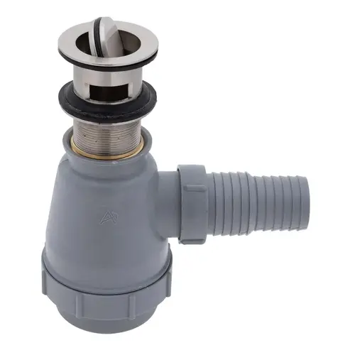 1-1/2" Drain, Flip Trap Sink Drain with Overflow, 1-1/4" & 1-1/2" Hose Barb Brushed Nickel 1-1/2" Drain, Flip Trap Sink Drain with Overflow, 1-1/4" & 1-1/2" Hose Barb Brushed Nickel