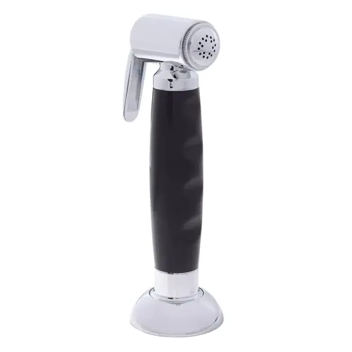 Deck-Mount Sprayer Hammer-Head Black Sprayer, 6 ft Stainless Steel Hose, Elite Holder Deck-Mount Sprayer Hammer-Head Black Sprayer, 6 ft Stainless Steel Hose, Elite Holder