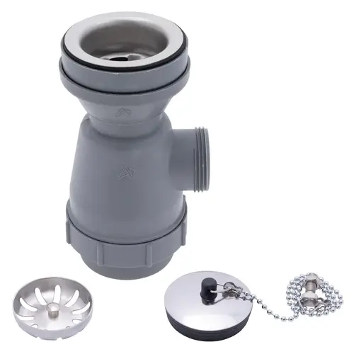 2" Drain, Trap Sink Drain, 1-1/4"-M Thread, w/Strainer, w/Chain Stopper Ultra-Mirror Finish 2" Drain, Trap Sink Drain, 1-1/4"-M Thread, w/Strainer, w/Chain Stopper Ultra-Mirror Finish