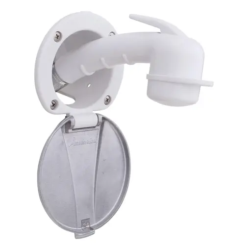 Recessed Shower Arctic White Cup with Stainless Steel Lid, Small Arctic White Sprayer, 10 ft White Rubber Hose Recessed Shower Arctic White Cup with Stainless Steel Lid, Small Arctic White Sprayer, 10 ft White Rubber Hose