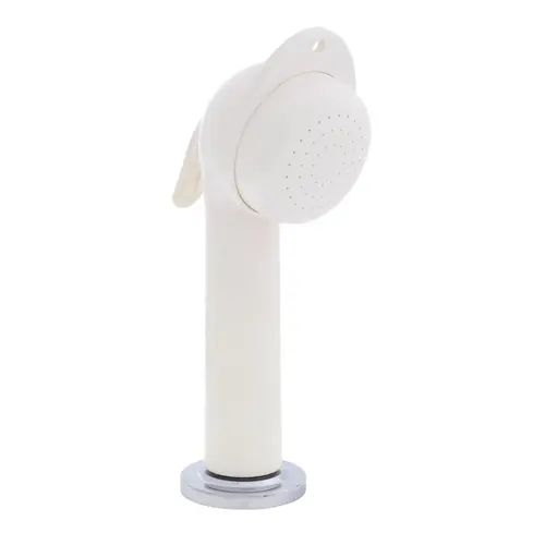 Deck-Mount Sprayer Large Warm White Sprayer, 6 ft Stainless Steel Hose, Low Profile Holder Deck-Mount Sprayer Large Warm White Sprayer, 6 ft Stainless Steel Hose, Low Profile Holder
